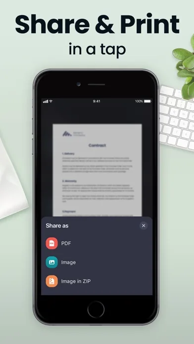 Screenshot illustrating: Share as PDF, Image, or ZIP in One Tap